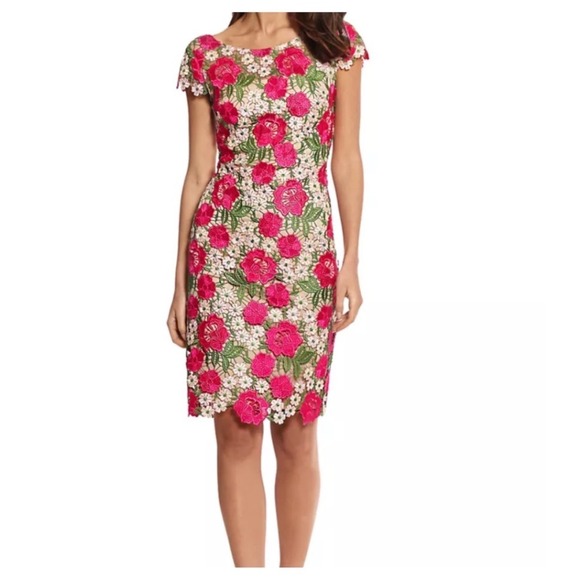Xscape Dresses & Skirts - Xscape Floral Embroidered Sheath Dress Size 8 Lace wedding cocktail Formal